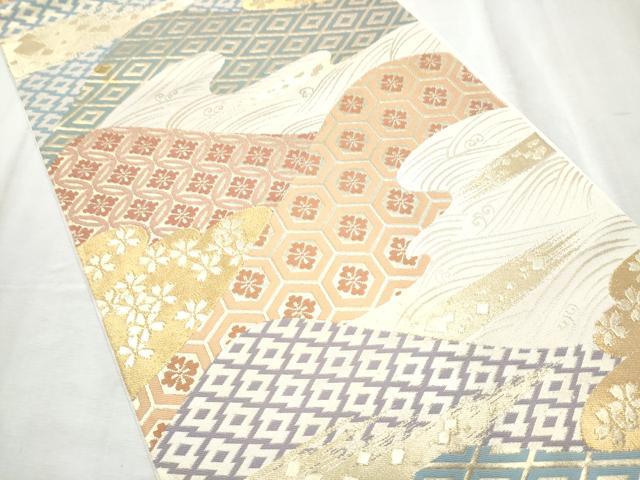 平和屋着物●西陣　川島織物　六通柄　本袋帯　吉祥花文　金糸　正絹　逸品　CABD5761hy