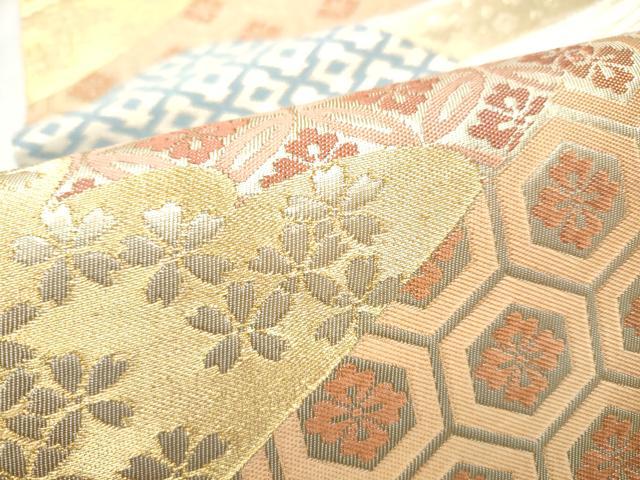 平和屋着物●西陣　川島織物　六通柄　本袋帯　吉祥花文　金糸　正絹　逸品　CABD5761hy
