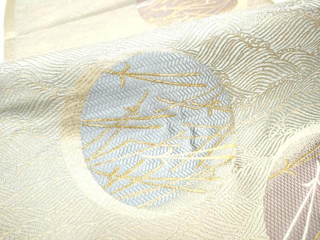 平和屋着物●京の名門　じゅらく謹製　六通柄袋帯　黄皇絲　こぼれ松葉丸文　金糸　正絹　逸品　CABD5762hy