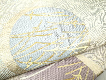 平和屋着物●京の名門　じゅらく謹製　六通柄袋帯　黄皇絲　こぼれ松葉丸文　金糸　正絹　逸品　CABD5762hy