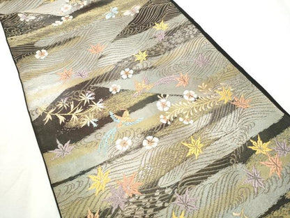平和屋着物●西陣　川島織物　六通柄　本袋帯　花鳥文　正絹　逸品　CABD5763hy