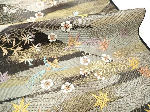 平和屋着物●西陣　川島織物　六通柄　本袋帯　花鳥文　正絹　逸品　CABD5763hy