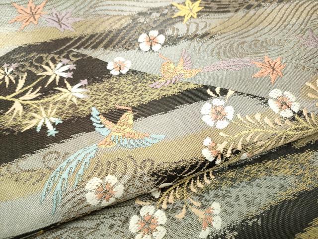 平和屋着物●西陣　川島織物　六通柄　本袋帯　花鳥文　正絹　逸品　CABD5763hy