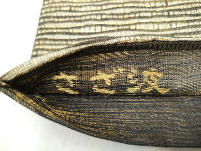 平和屋着物▽西陣　老舗　渡文謹製　六通柄袋帯　スリーシーズン　春夏秋　さざ波　草花文　金糸　正絹　逸品　CABD5766hy