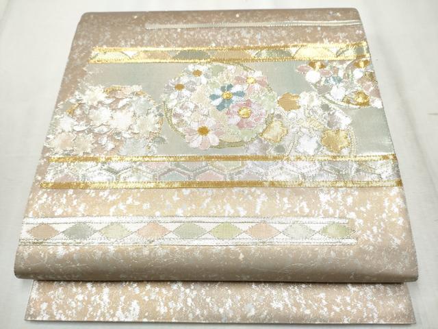 平和屋着物●佐賀錦　太鼓柄袋帯　舞花丸文　金銀糸　正絹　逸品　CABD5767hy