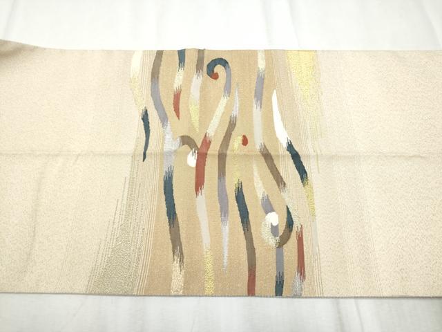 平和屋着物●太鼓柄袋帯　綴れ　抽象文　金銀糸　正絹　逸品　CABD5777hy