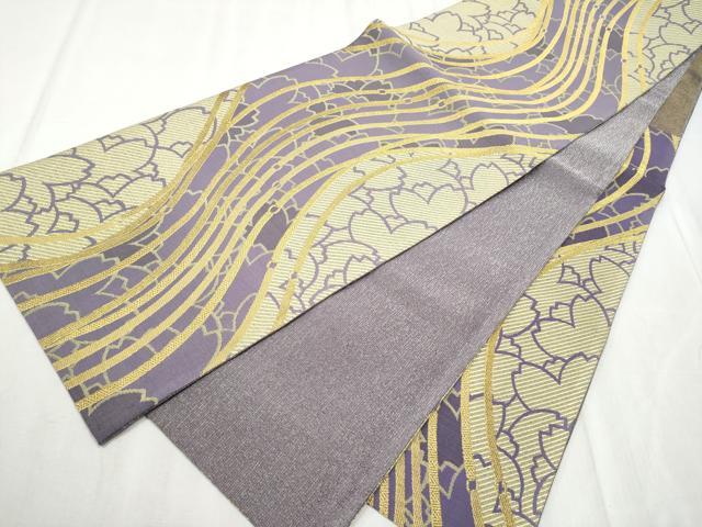 平和屋着物●六通柄袋帯　舞桜文　金糸　正絹　逸品　CABD5779hy