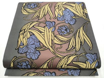平和屋着物●両面　全通柄袋帯　花唐草文　ART Nouveau Designs　アールヌーボー　正絹　逸品　CABD5781hy