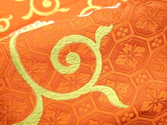 平和屋着物●西陣　河合美術織物謹製　六通柄袋帯　唐織　菊唐草文　金糸　正絹　逸品　CABD5790hy