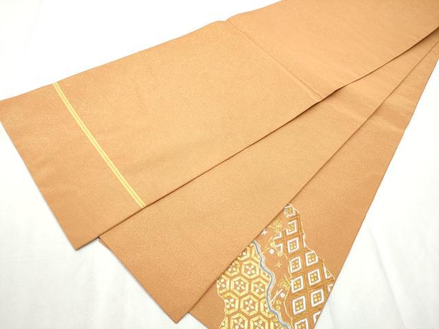 平和屋着物●西陣　川島織物　爪掻き本綴れ　太鼓柄袋帯　駒刺繍　総刺繍　流水吉祥文　金糸　正絹　逸品　CABD5804hy