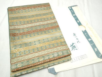 平和屋着物●西陣　川島織物　洗える最高級着物　＜英＞はなぶさ謹製　六通柄　京袋帯　横段花文　金糸　たとう紙付き　CABD5805hy
