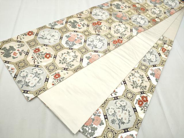 平和屋着物●六通柄袋帯　唐織　蜀江花文　金糸　正絹　逸品　CABD5807hy
