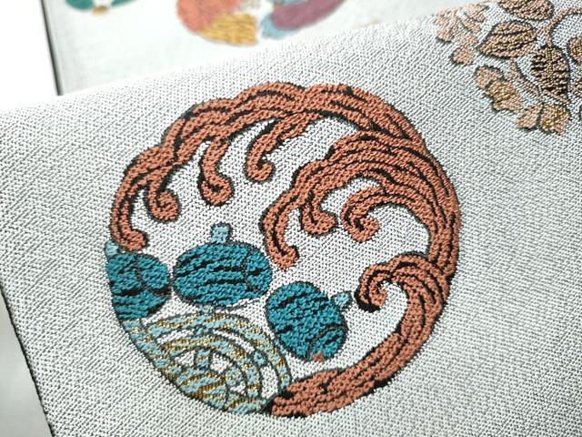平和屋着物●六通柄袋帯　龍　花鳥丸文　金糸　正絹　逸品　CABD5808hy