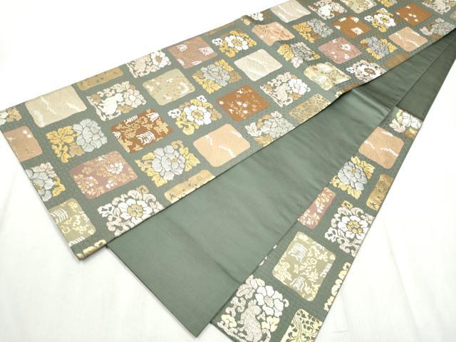 平和屋着物●西陣　京藝謹製・北村進　六通柄袋帯　唐織　花兎　金銀糸　正絹　逸品　CABD5809hy