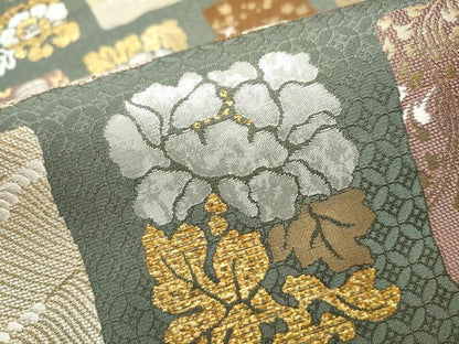 平和屋着物●西陣　京藝謹製・北村進　六通柄袋帯　唐織　花兎　金銀糸　正絹　逸品　CABD5809hy