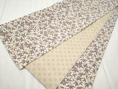平和屋着物●両面　全通柄袋帯　枝葉文　金糸　正絹　逸品　CABD5819hy