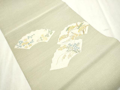 平和屋着物●爪掻き本綴れ　太鼓柄袋帯　地紙枝花文　金銀糸　正絹　逸品　CABD5822hy