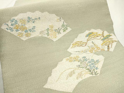 平和屋着物●爪掻き本綴れ　太鼓柄袋帯　地紙枝花文　金銀糸　正絹　逸品　CABD5822hy