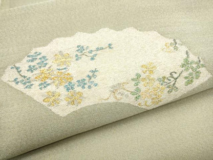 平和屋着物●爪掻き本綴れ　太鼓柄袋帯　地紙枝花文　金銀糸　正絹　逸品　CABD5822hy