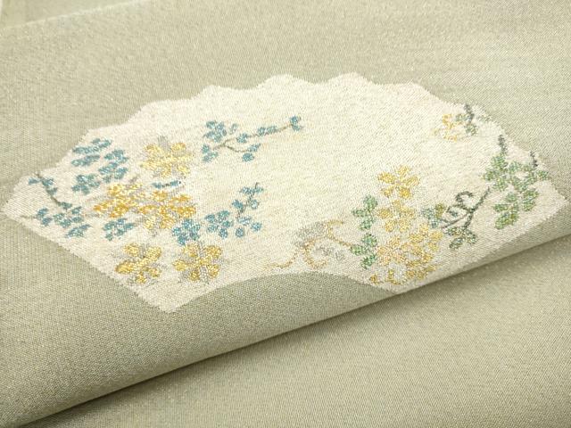 平和屋着物●爪掻き本綴れ　太鼓柄袋帯　地紙枝花文　金銀糸　正絹　逸品　CABD5822hy