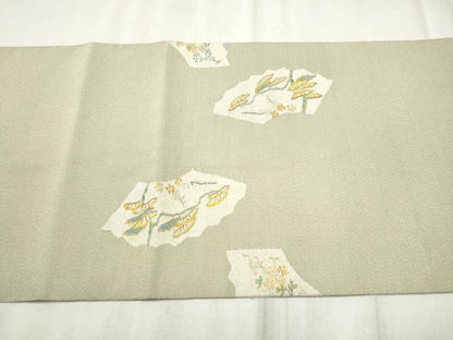 平和屋着物●爪掻き本綴れ　太鼓柄袋帯　地紙枝花文　金銀糸　正絹　逸品　CABD5822hy