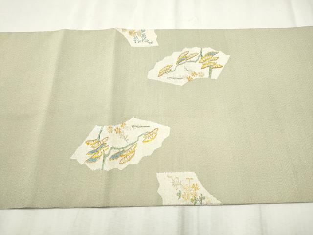 平和屋着物●爪掻き本綴れ　太鼓柄袋帯　地紙枝花文　金銀糸　正絹　逸品　CABD5822hy