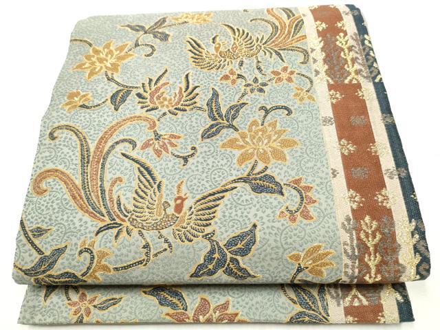 平和屋着物●六通柄袋帯　鳳凰更紗花文　金糸　正絹　逸品　CABD5829hy