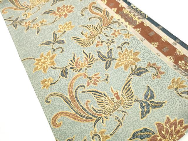 平和屋着物●六通柄袋帯　鳳凰更紗花文　金糸　正絹　逸品　CABD5829hy