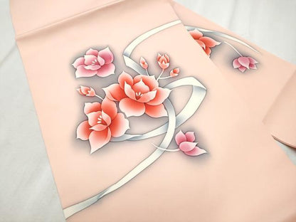 平和屋着物▼塩瀬　九寸名古屋帯　ろうけつ染　舞花文　正絹　逸品　CABD5831hy
