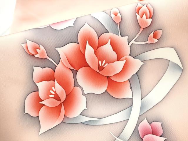 平和屋着物▼塩瀬　九寸名古屋帯　ろうけつ染　舞花文　正絹　逸品　CABD5831hy