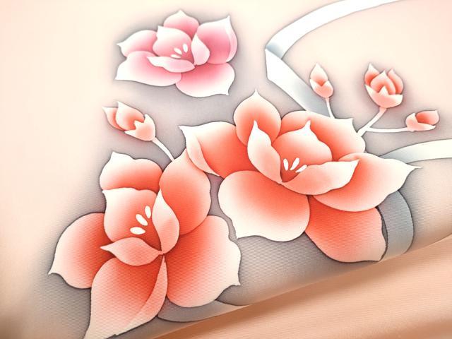 平和屋着物▼塩瀬　九寸名古屋帯　ろうけつ染　舞花文　正絹　逸品　CABD5831hy