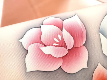 平和屋着物▼塩瀬　九寸名古屋帯　ろうけつ染　舞花文　正絹　逸品　CABD5831hy