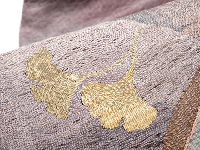 平和屋着物▽九寸名古屋帯　スリーシーズン　春夏秋　櫛織　枝花文　金糸　正絹　逸品　CABD5835hy