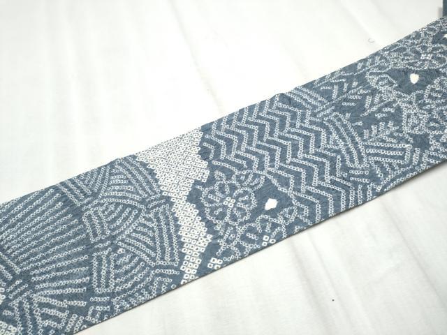 平和屋着物●九寸名古屋帯　総絞り　籬花文　正絹　逸品　CABD5836hy