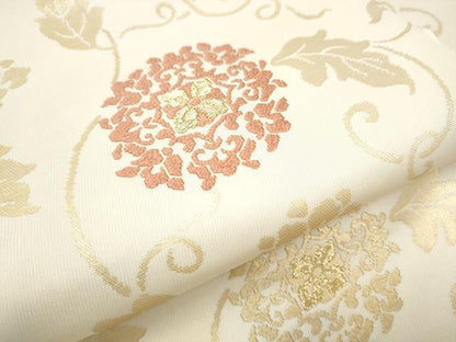 平和屋着物●九寸名古屋帯　唐織　花唐草文　金糸　正絹　逸品　CABD5838hy