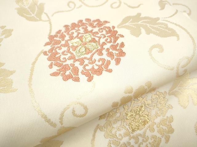 平和屋着物●九寸名古屋帯　唐織　花唐草文　金糸　正絹　逸品　CABD5838hy