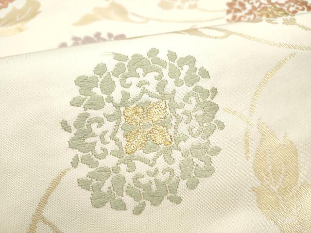 平和屋着物●九寸名古屋帯　唐織　花唐草文　金糸　正絹　逸品　CABD5838hy