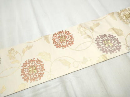 平和屋着物●九寸名古屋帯　唐織　花唐草文　金糸　正絹　逸品　CABD5838hy