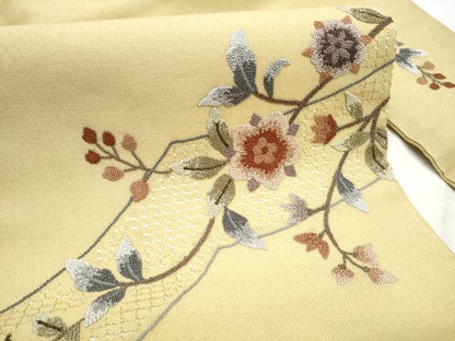 平和屋着物●中国三大刺繍　スワトウ相良刺繍　総刺繍　九寸名古屋帯　枝花文　正絹　逸品　CABD5839hy