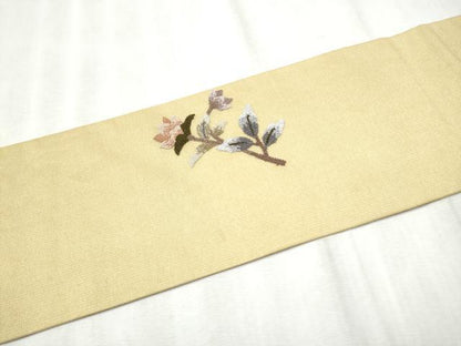 平和屋着物●中国三大刺繍　スワトウ相良刺繍　総刺繍　九寸名古屋帯　枝花文　正絹　逸品　CABD5839hy