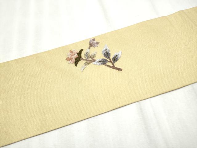 平和屋着物●中国三大刺繍　スワトウ相良刺繍　総刺繍　九寸名古屋帯　枝花文　正絹　逸品　CABD5839hy