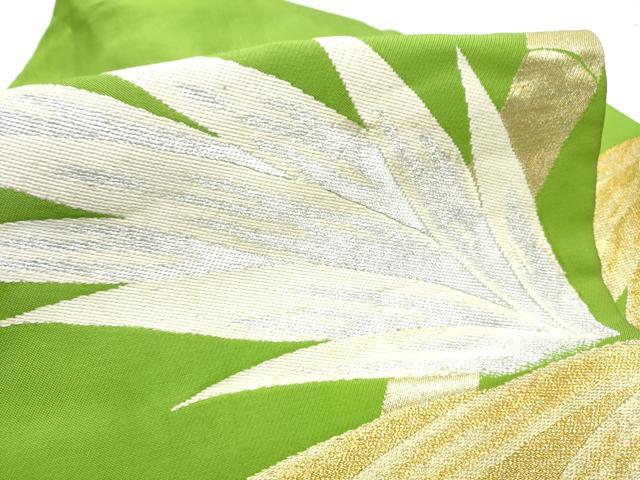 平和屋着物▼九寸名古屋帯 笹竹文 金銀糸 正絹 逸品 CABD5844hy