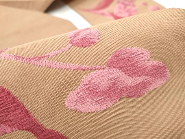 平和屋着物●八寸名古屋帯　ドロンワーク　草花文　正絹　逸品　CABD5845hy