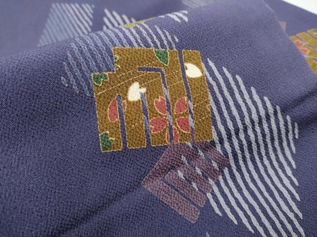 平和屋着物●九寸名古屋帯　源氏香舞桜文　金彩　鬼しぼ縮緬　正絹　逸品　CABD5849hy