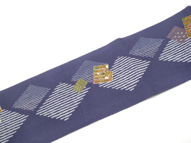 平和屋着物●九寸名古屋帯　源氏香舞桜文　金彩　鬼しぼ縮緬　正絹　逸品　CABD5849hy