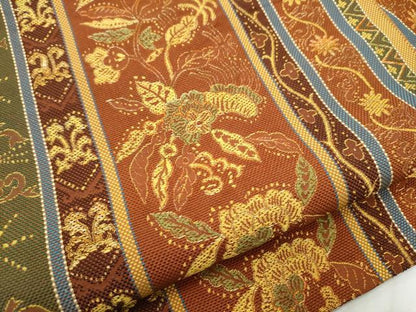 平和屋着物●本場筑前博多織 八寸名古屋帯 更紗草花間道 正絹 逸品 CABD5850hy