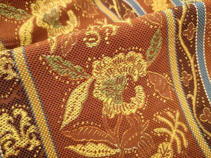 平和屋着物●本場筑前博多織 八寸名古屋帯 更紗草花間道 正絹 逸品 CABD5850hy