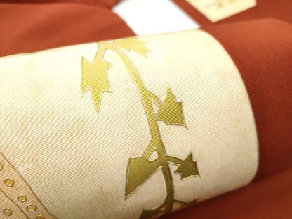 平和屋着物●塩瀬　九寸名古屋帯　人物文　金彩　正絹　逸品　CABD5851hy