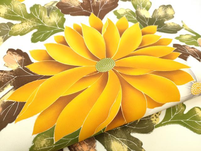 平和屋着物●塩瀬　九寸開き名古屋帯　ろうけつ染　菊　正絹　逸品　CABD5854hy