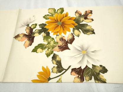 平和屋着物●塩瀬　九寸開き名古屋帯　ろうけつ染　菊　正絹　逸品　CABD5854hy